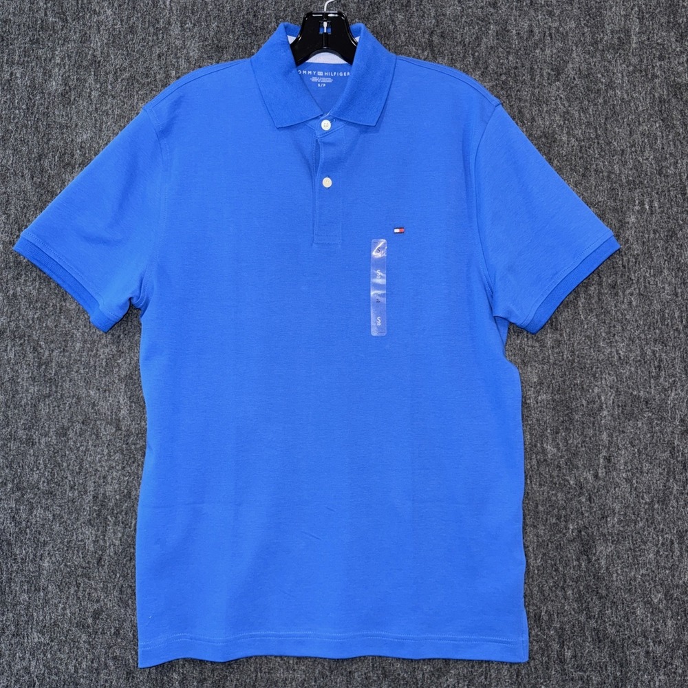 Tommy Hilfiger Polo Shirt Men Small Blue Classic Logo Short Sleeve Golf NWT